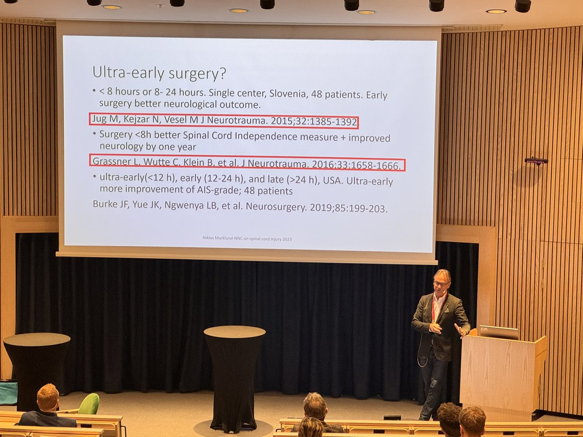 Niklas Marklund discusses some of the key management options for SCI, including MAP-push, steroids, early surgery #spinalcordinjury #NNC2023
