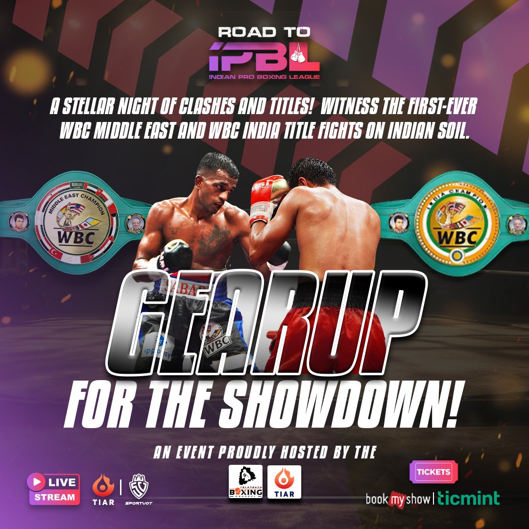 🌟 The countdown begins for a night of epic battles and glory! 

🥊 'Road To IPBL' is coming, featuring the first-ever WBC Middle East and WBC India Title fights in India. 

Proudly hosted by the @TelanganaBoxing

Get ready to witness history in the making! 🏆 

#RoadToIPBL #WBC