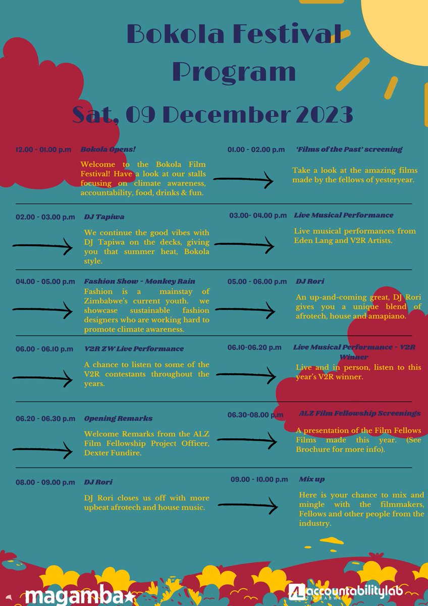 Hey, film lovers! Don't miss the Bokola film festival happening on 9 December at Moto Republik. You'll get to see amazing movies from talented filmmakers across Zimbabwe. Check out the program here and book your tickets now. Trust me, you don't want to miss this!
#Bokola23