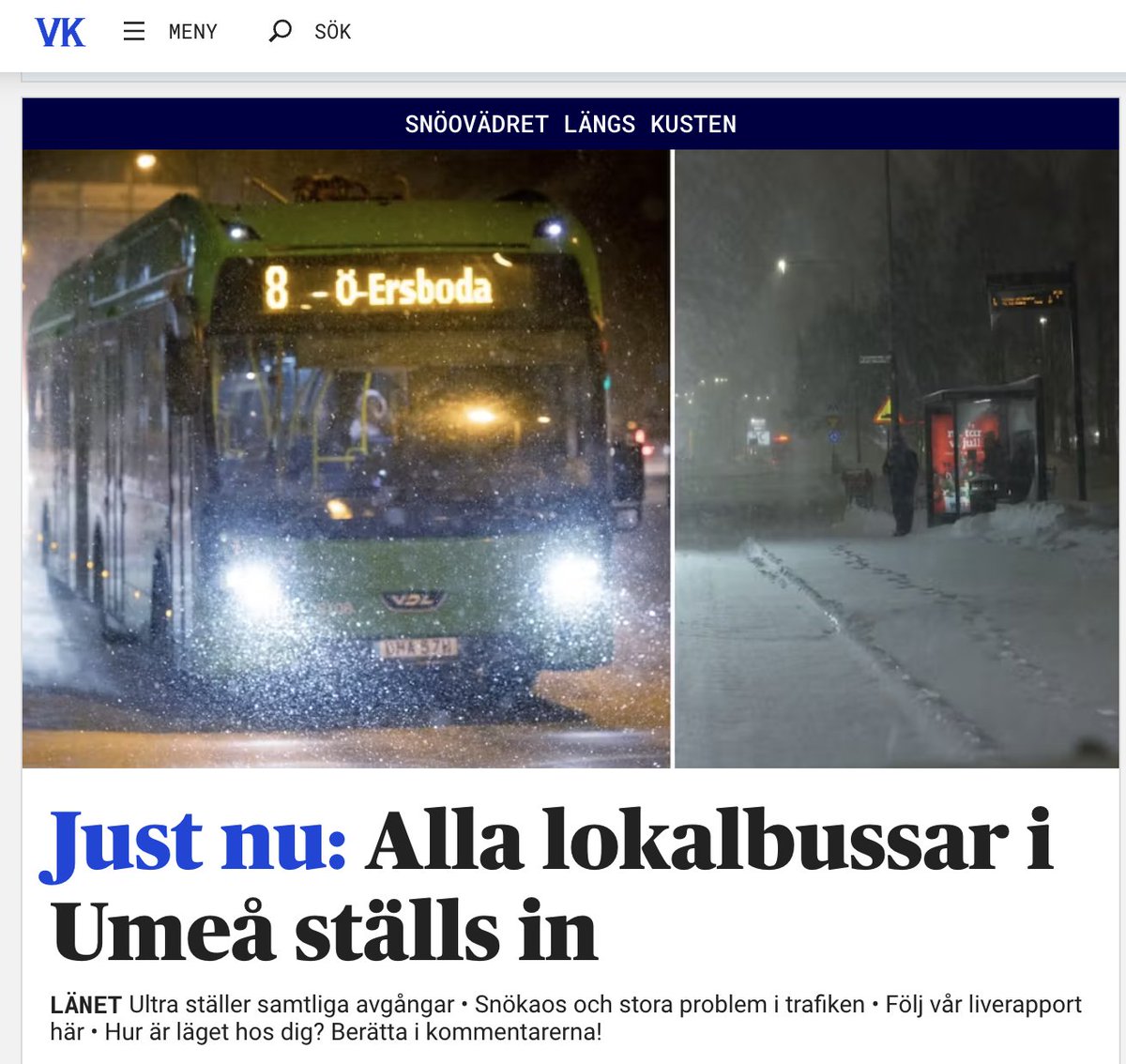 Typsikt Norrlänningar - lite snö så stänger samhället ned.