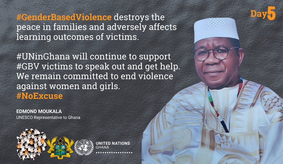 DAY5⃣ DYK❓Gender-based violence destroys the peace in families and adversely affects learning outcomes of victims. There is #NoExcuse for #GenderBasedViolence! The #UNinGhana remains committed to end violence against women and girls. #NoExcuseGh #16DaysOfActivism