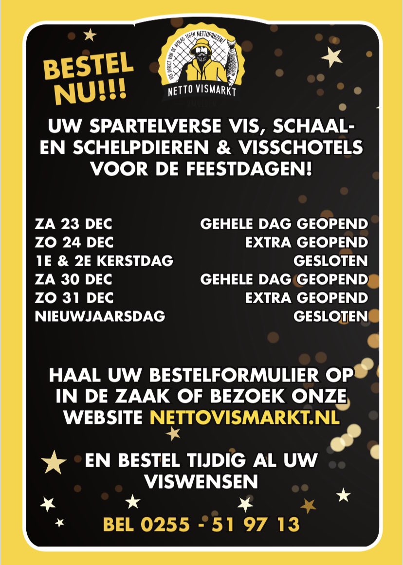 Nettovismarkt's tweet photo. De #Feestdagen komen eraan! Kom langs voor deskundig advies en groots assortiment #Vis #Schaaldieren #Schelpdieren en Specialiteiten. Bestel via ons bestelformulier of online via @Nettovismarkt site https://t.co/rLgoaIfxxQ