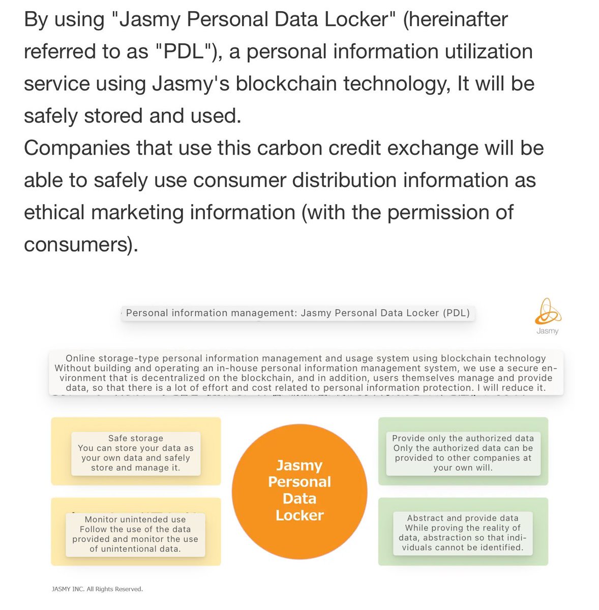 LilBidMan's tweet photo. “Jasmy starts recruiting participating organizations for the release of the carbon credit exchange next spring, which corresponds to the natural capital credit consortium's volannary credits”
 #Jasmy #blockchain $Jasmy 
#ジャスミー #PersonalDataLocker 

https://t.co/2zNWMNYIoG https://t.co/XBXNwxpzHw
