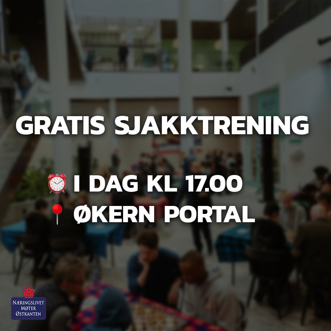 Har du lyst til å bli bedre i sjakk? Husk at vi har gratis trening på Økern Portal i dag kl 17.00. Alle er velkomne! 😄