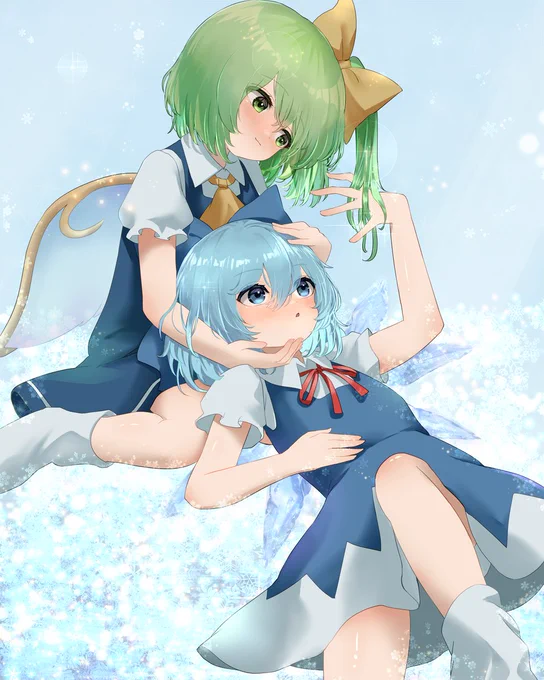 大ちゃんの髪はさらさらだなぁチルノちゃんもつやつやで気持ち良いよ 