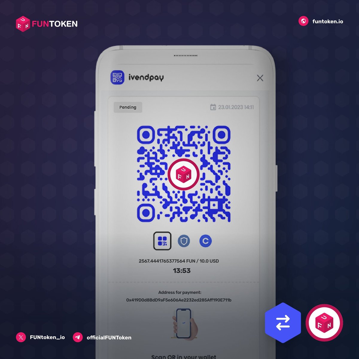 FUNtoken_io's tweet photo. 💼 Upgrade your business transactions with @ivendpay and $FUN. Join the revolution: https://t.co/DlomCYrvQG #Ivendpay #funtoken 

https://t.co/DlomCYrvQG https://t.co/2R16tdRe77