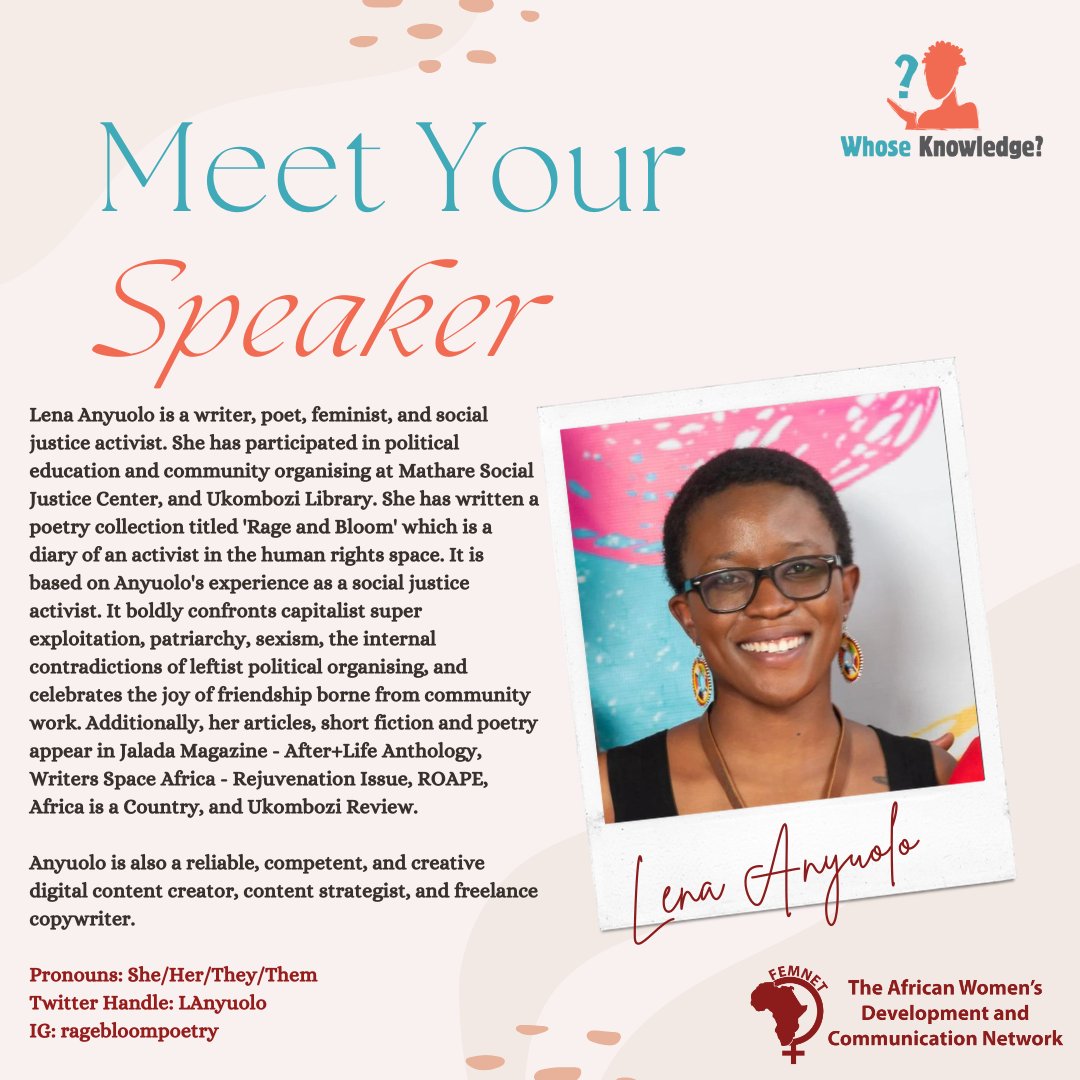 FemnetProg's tweet photo. 🎙️Episode 7 is now LIVE!
Lena Anyolo of @UkomboziLibrary shares about political organizing in Kenya, leftist community library and how the future of the internet looks very, very queer.

Link>>>🔗 https://t.co/VODyRbrwFP
#DecolonizingTheInternet https://t.co/Z7fd2mCkZw