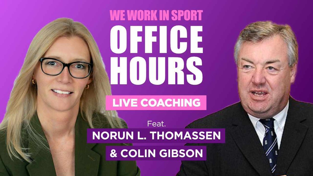 We Work In Sport OFFICE HOURS returns Wednesday, 29th November, at 18:30 CET.

We welcome professional career coaches Norun Laahne Thomassen and Colin Gibson to answer your sports career questions live.

The session will be available exclusively on weworkinsport.com