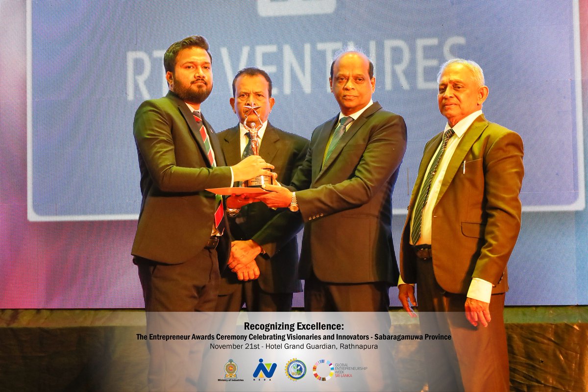 rtg_ventures's tweet photo. 🎉 Excited to announce our Bronze Award win at the Sabaragamuwa Province Entrepreneur of the Year Award Ceremony 2022 🏆, organized by the Sabaragamuwa Chamber of Commerce and Industry in collaboration with the National Enterprise Development Authority. https://t.co/EKe67EUlx5
