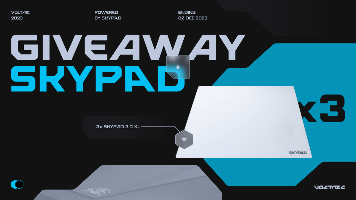 WALLHACK_JP's tweet image. 【🌩️コラボSkyPAD Japan x Voltaicプレセント企画⚡️】

① 本投稿をいいね
② RT
③ @SkyPAD_JP &amp;amp; @VoltaicAimをフォロー

〈賞品〉 
- SkyPAD 3.0 XL ×3名 

「黒か白のどちらかを選んでください」