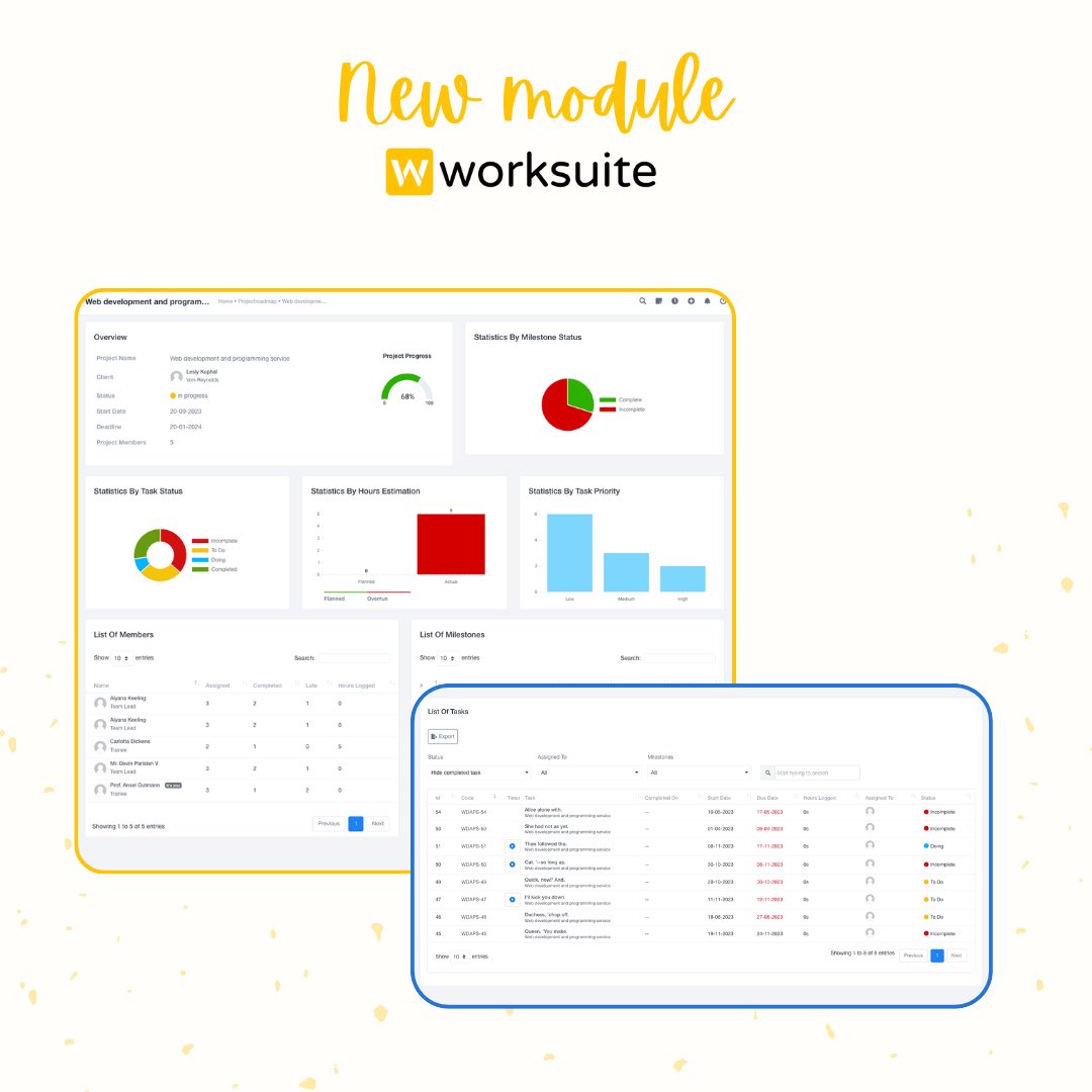 worksuiteapp's tweet image. Elevate your project management with our
new Project Roadmap module! 💻✨

Access all features within the Worksuite admin area for
seamless integration and effortless project
management.

#Worksuite #ProjectManagement #ProjectRoadmap
#ProjectSuccess #NewModule