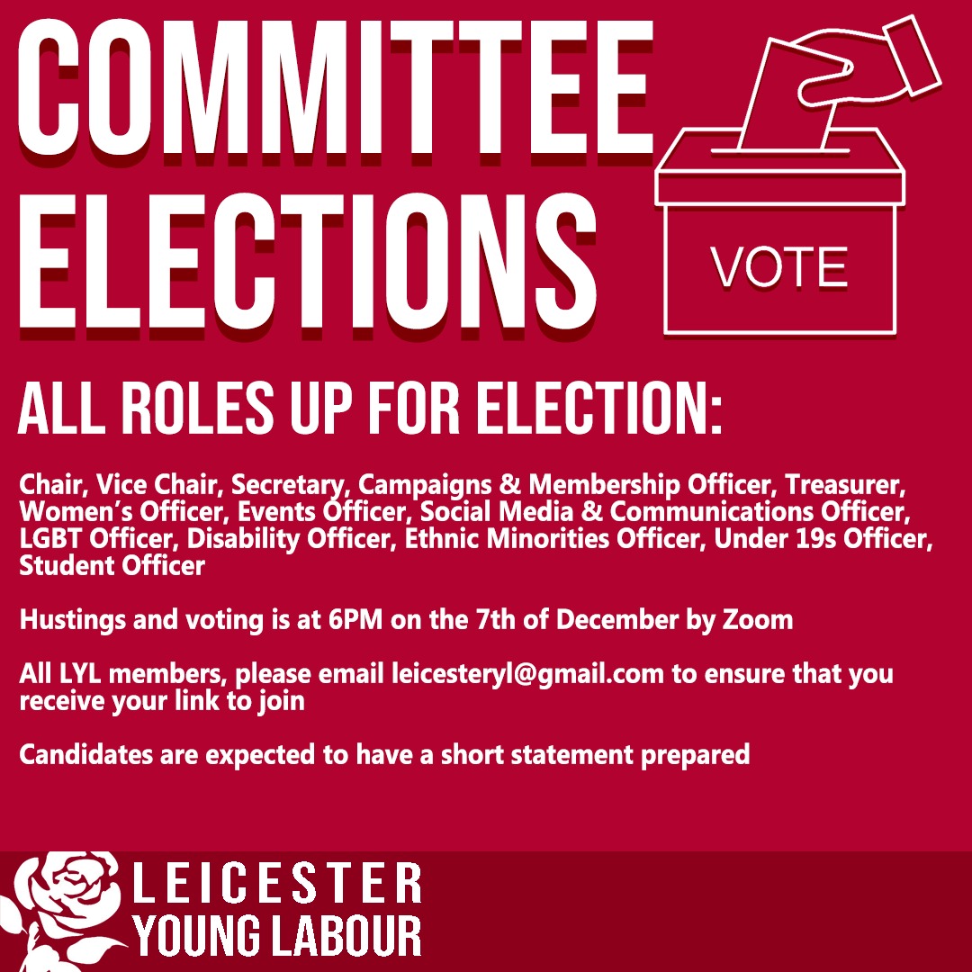 LeicesterYL's tweet photo. Our committee elections are next week! 🗳️🌹 https://t.co/QyAySODgpd