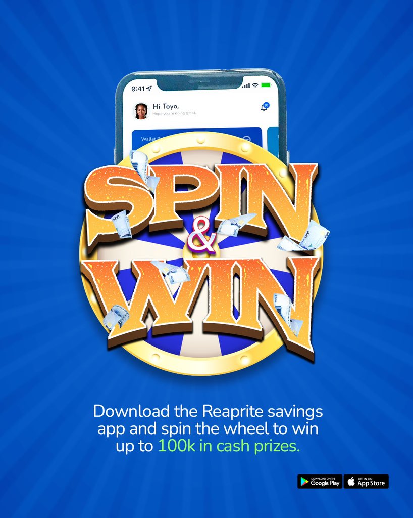 🎈 3 years of growth, and your incredible support! 🥳✨

 Spin, win, and celebrate with us on our mobile app📱🎁 

 #SpinToWin #ReapriteAt3 #3YearsSmarterWithSavings
