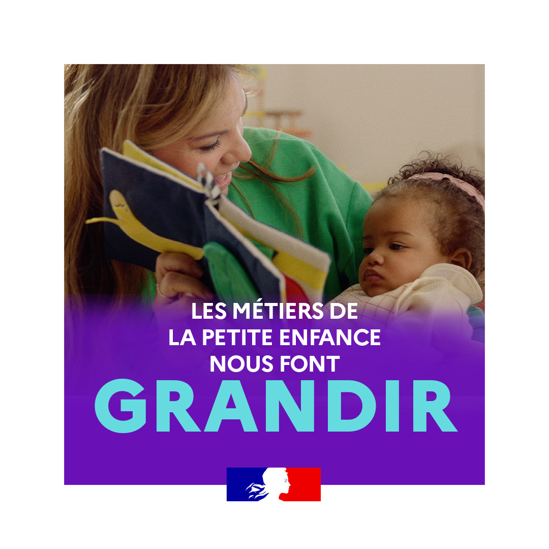 #MetiersPetiteEnfance | Les métiers de la petite enfance sont épanouissants et utiles. Chaque jour, des hommes et des femmes consacrent leur savoir-faire au développement des enfants de 0 à 3 ans. Pour en savoir plus sur ces métiers ➡️ solidarites.gouv.fr/les-metiers-de…