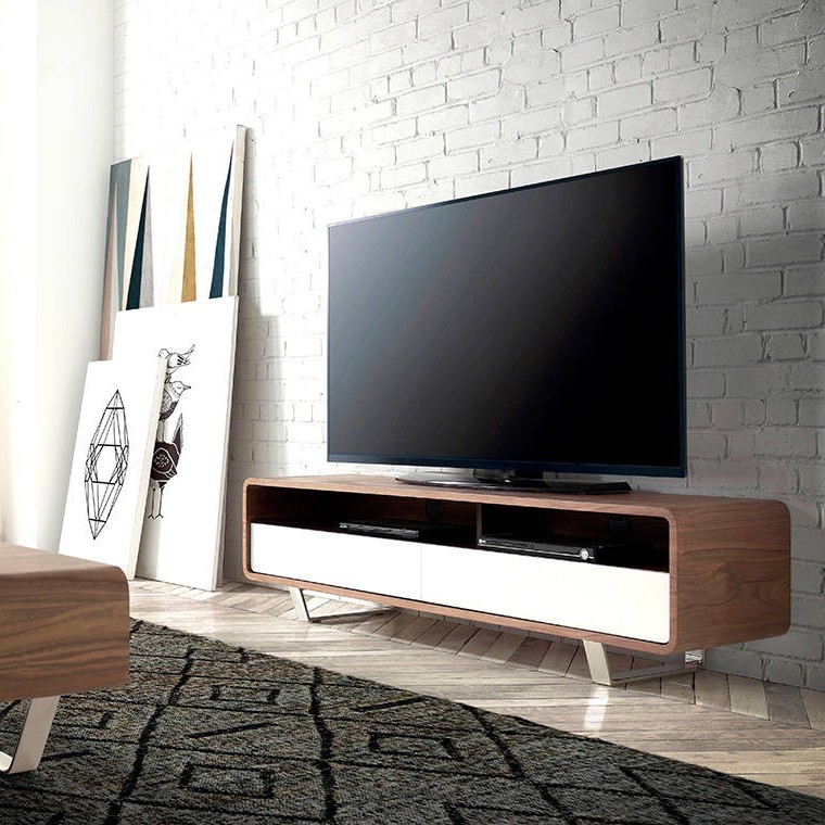 📺Vous souhaitez rénover votre salle à manger petit à petit ? Si vous êtes à la recherche d'un meuble TV, nous vous laissons ici le meuble TV noyer et blanc modèle 3046.