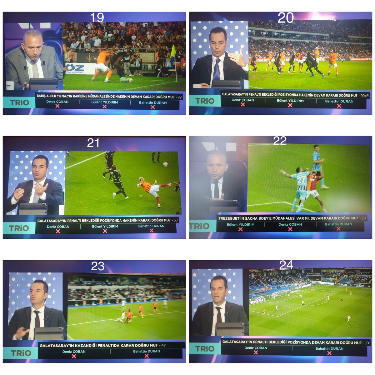 - İŞTE YALAN VE SAHTE ALGILARI BOZUYORUZ !

BU SEZON; FENERBAHÇE VE GALATASARAY MAÇLARINDA, YAYINCI KURULUŞ TRIO'YA GÖRE, SKORU ETKİLEYEN YANLIŞ KARARLARIN TAMAMI  !

HEPSİ EKRAN KAYITLARIYLA, KANITLARIYLA !

--------------------------------

FENERBAHÇE ALEYHİNE hakem