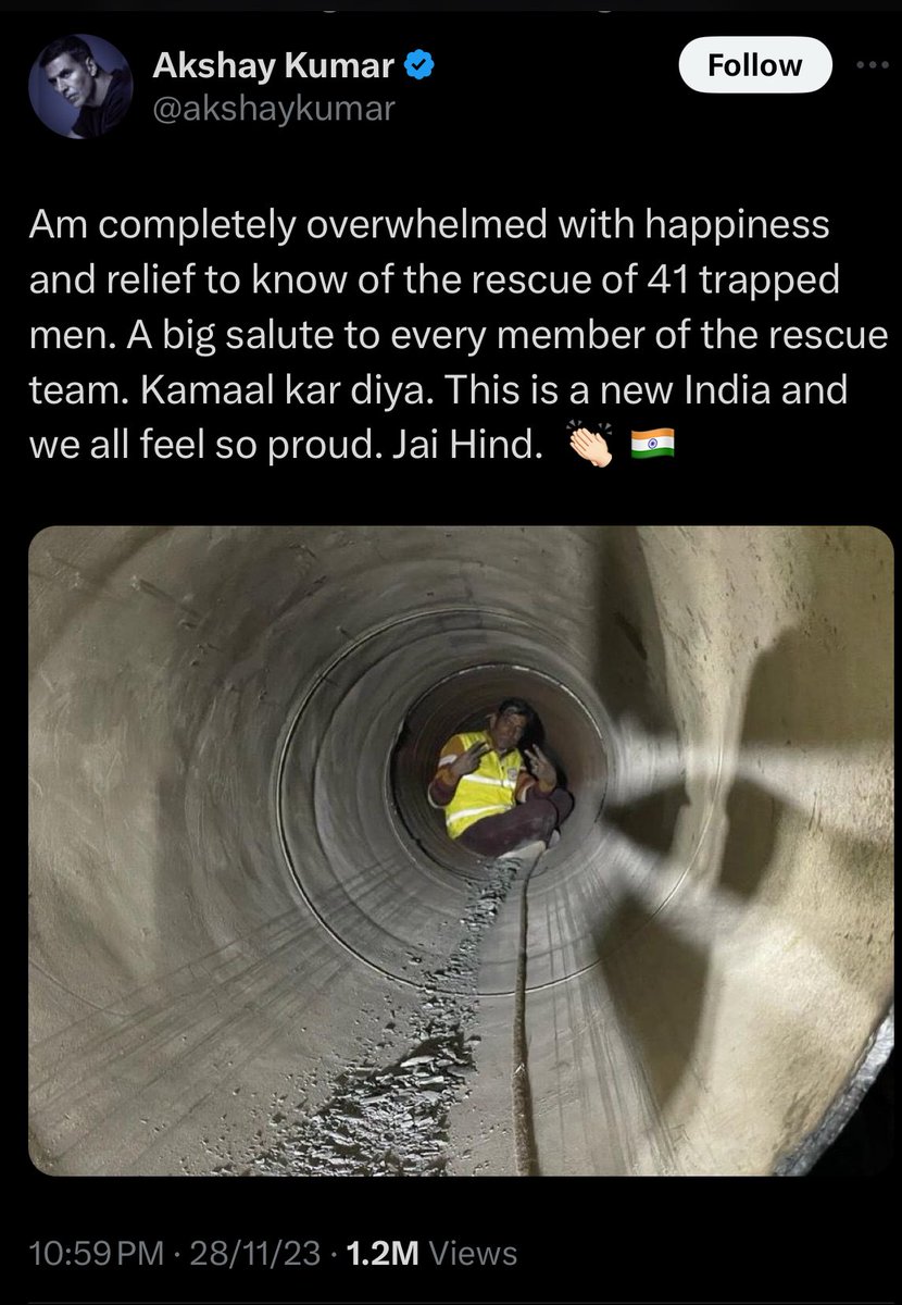 The fact that the tunnel collapsed (as well the bridge in morbi), new India as well?

Moron