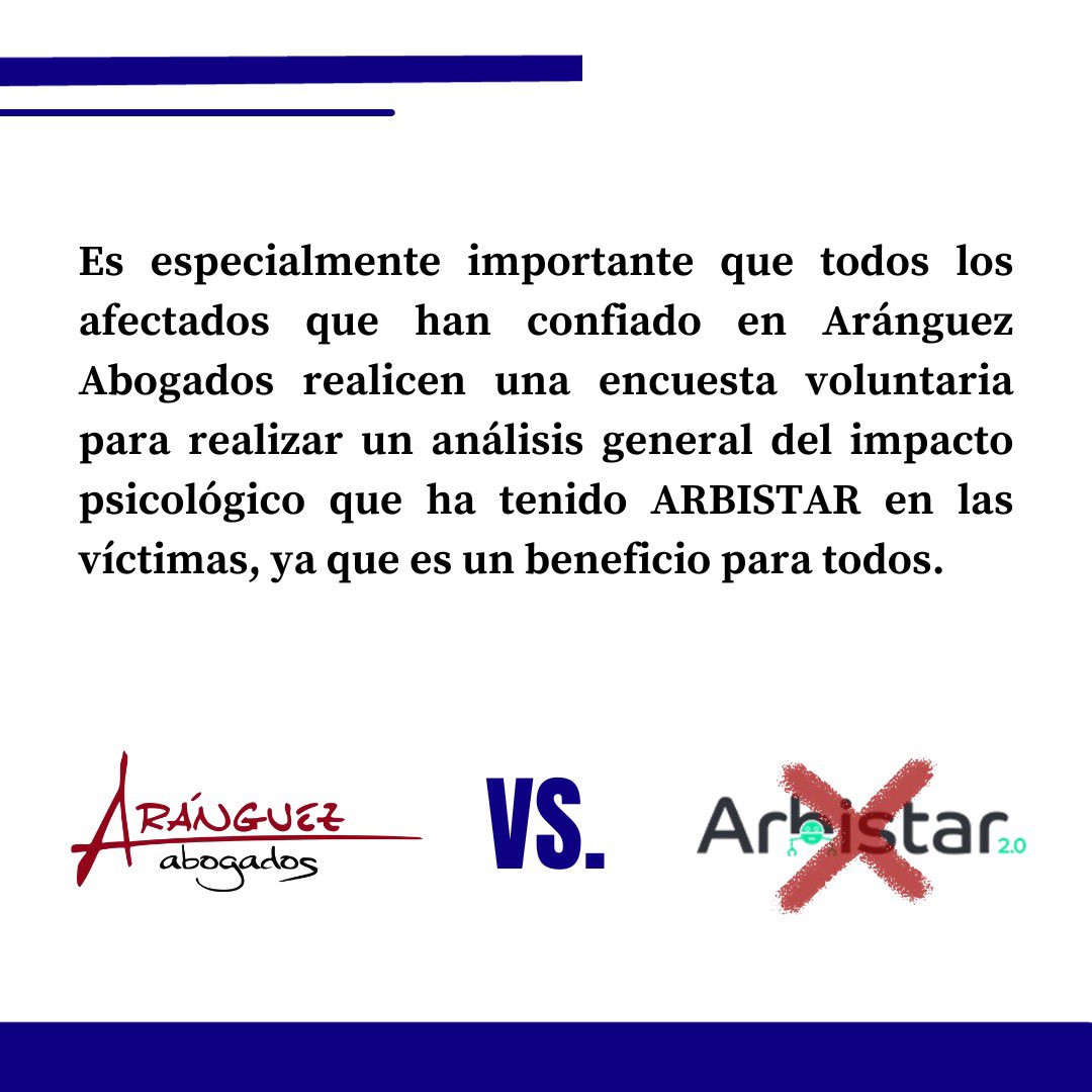 AranguezAbogado's tweet photo. 🧠 Encuesta psicológica • Caso Arbistar
#aranguezabogados #arbistar #encuestapsicologica https://t.co/Z5L3cS4RZX