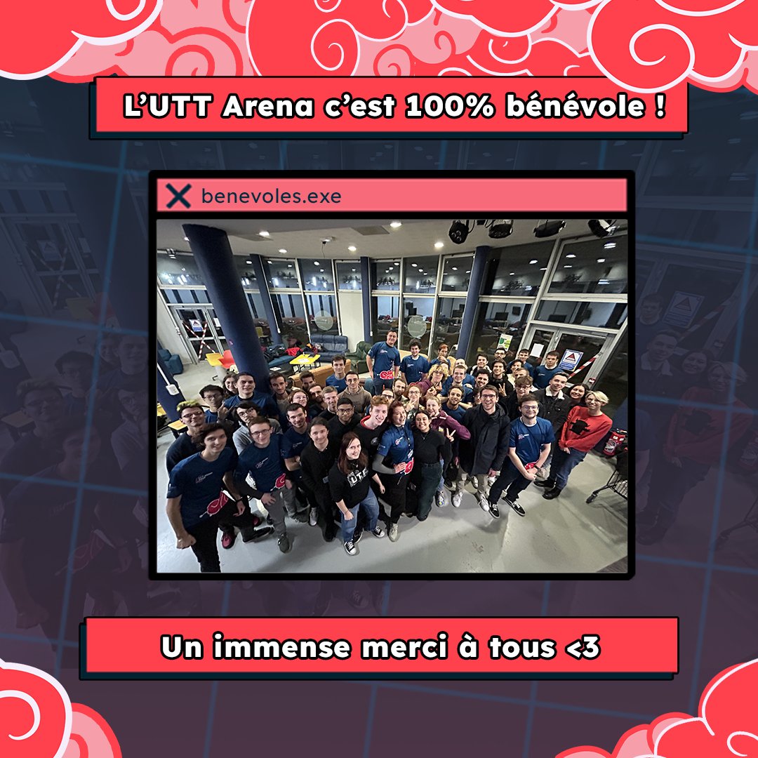 UTTArena's tweet photo. Pour faire de l'UTT Arena ce qu'elle est (du site aux tournois en passant par le réseau), des dizaines de personnes s'activent. Nous sommes tous étudiants à l’UTT et bénévoles🔥
✨Merci à eux ! Leur engagement nous a permis de monter un événement incroyable de toute pièce✨ https://t.co/6Q8mZ1ocW2