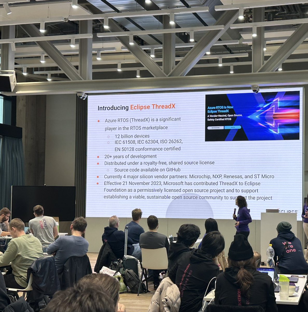 SDVeclipse's tweet image. Day 2 of the Eclipse SDV Hackathon! 
Yesterday we experienced some great energies from all the teams and we also had a major announcement: Eclipse #TreadX - stay tuned for more info about this soon!
#EclipseThreadX @Microsoft #opensource #EclipseFdn
