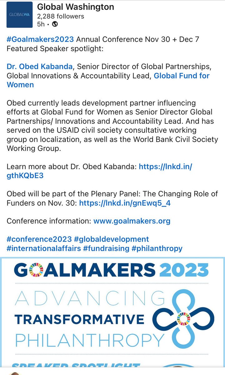 Panelist at ⁦@GlobalWA⁩ event Nov.30th. ⁦@gatesfoundation⁩ ⁦@UNHumanRights⁩ ⁦@UNWomenWatch⁩ ⁦@SweMFA⁩ ⁦@noradno⁩ ⁦@GlobalFund⁩ ⁦@ClintonGlobal⁩ ⁦@GAC_Corporate⁩ ⁦@Mackienze⁩⁩ ⁦@coimpactcollab⁩ ⁦@UNDP⁩