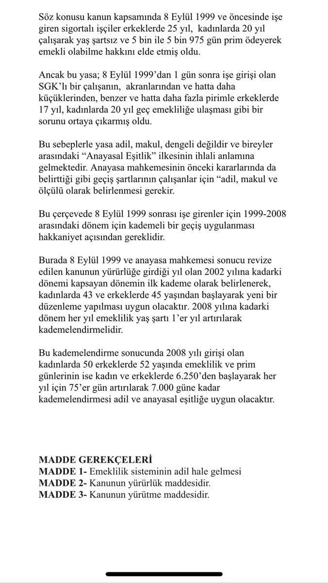 Yeniden Refah Partisi Kanun Teklifini izinlerini alarak paylaşıyorum arkadaşlar. 
Adaletli olan bir teklif verdikleri için <a href="/EmadDernegi/">EMEKLİLİKTE ADALET DERNEĞİ ⚖️</a> ve şahsım adına çok teşekkür ediyorum. 

Adaletli olmak kadar, Adaletli kalmakta önemlidir. Adaletten yana olan tüm vekillerimizi parti