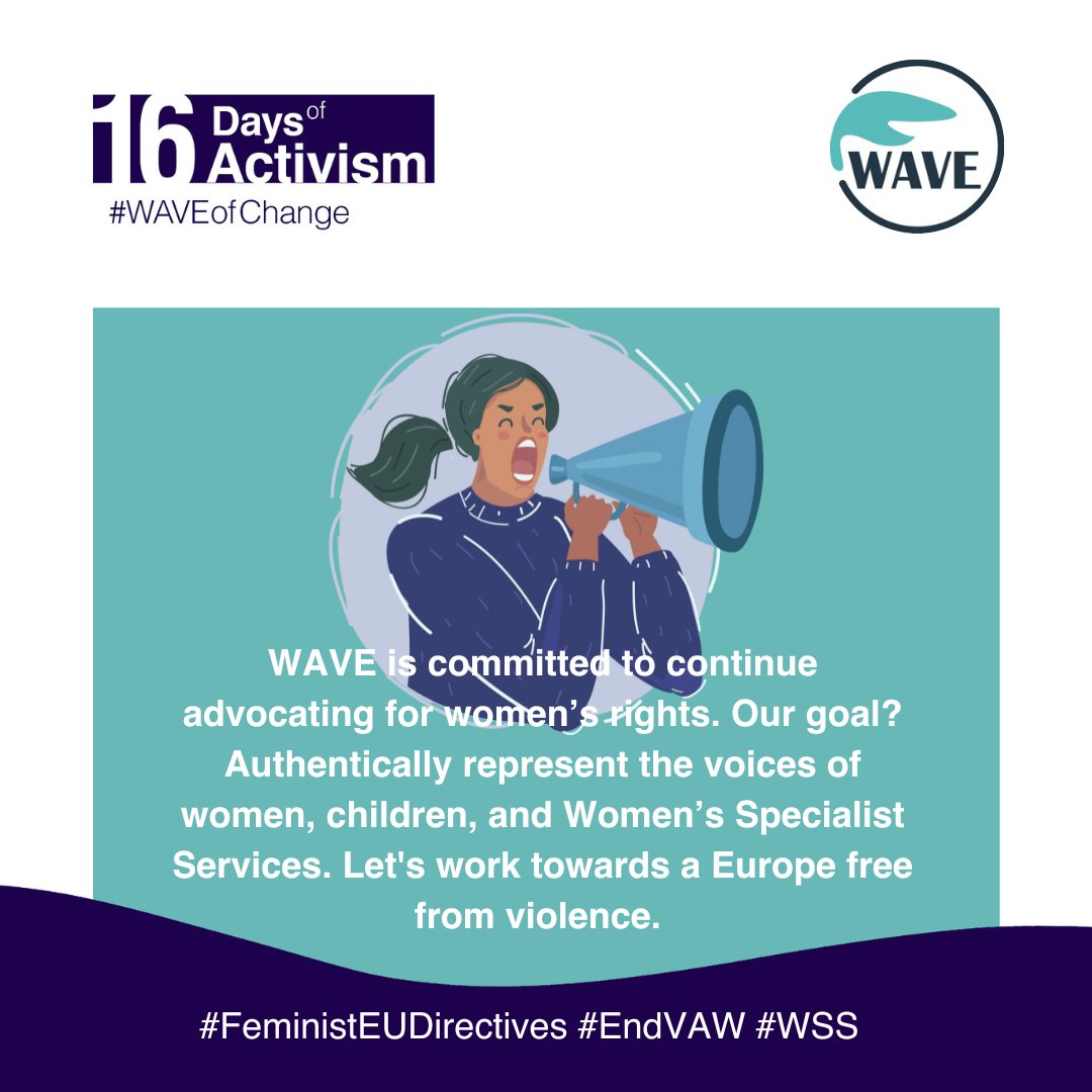 WAVE_europe's tweet photo. #ActionSpotlight During the #16DaysOfActivism, we are highlighting our recent efforts in shaping the EU Directive on VAW & DV! What can you do? Support our calls to action for the inclusion of #WSS! Nothing about us without us! #FeministEUDirectives
#WAVEofChange #endVAWG #endVAW https://t.co/DYd4iDTftz
