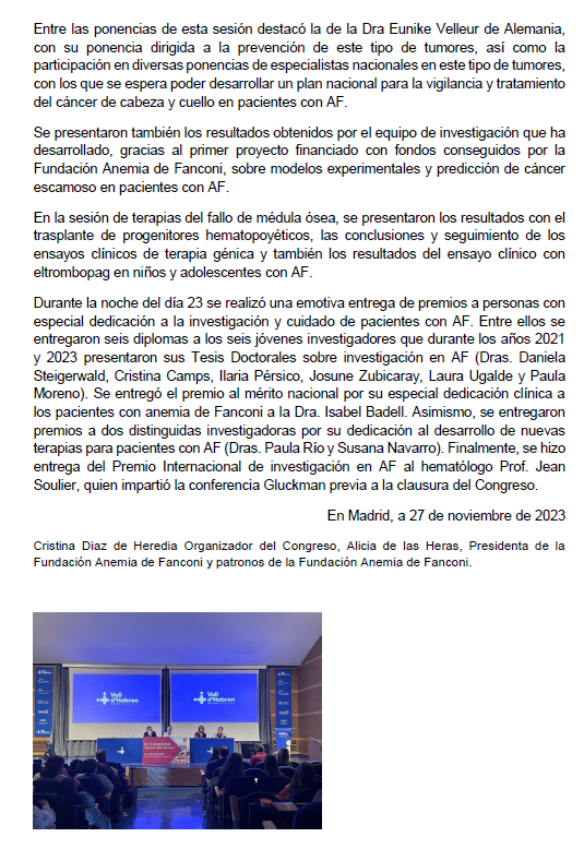 BioInn_CIEMAT's tweet photo. Los días 23 y 24 de noviembre se celebró en Barcelona el XI Congreso Internacional sobre Anemia de Fanconi (AF) organizado por la Fundación @TodosconFanconi (FAF) y el Hospital Universitario @Hemato_Vhebron @CIEMAT_OPI https://t.co/972fCmaDOG