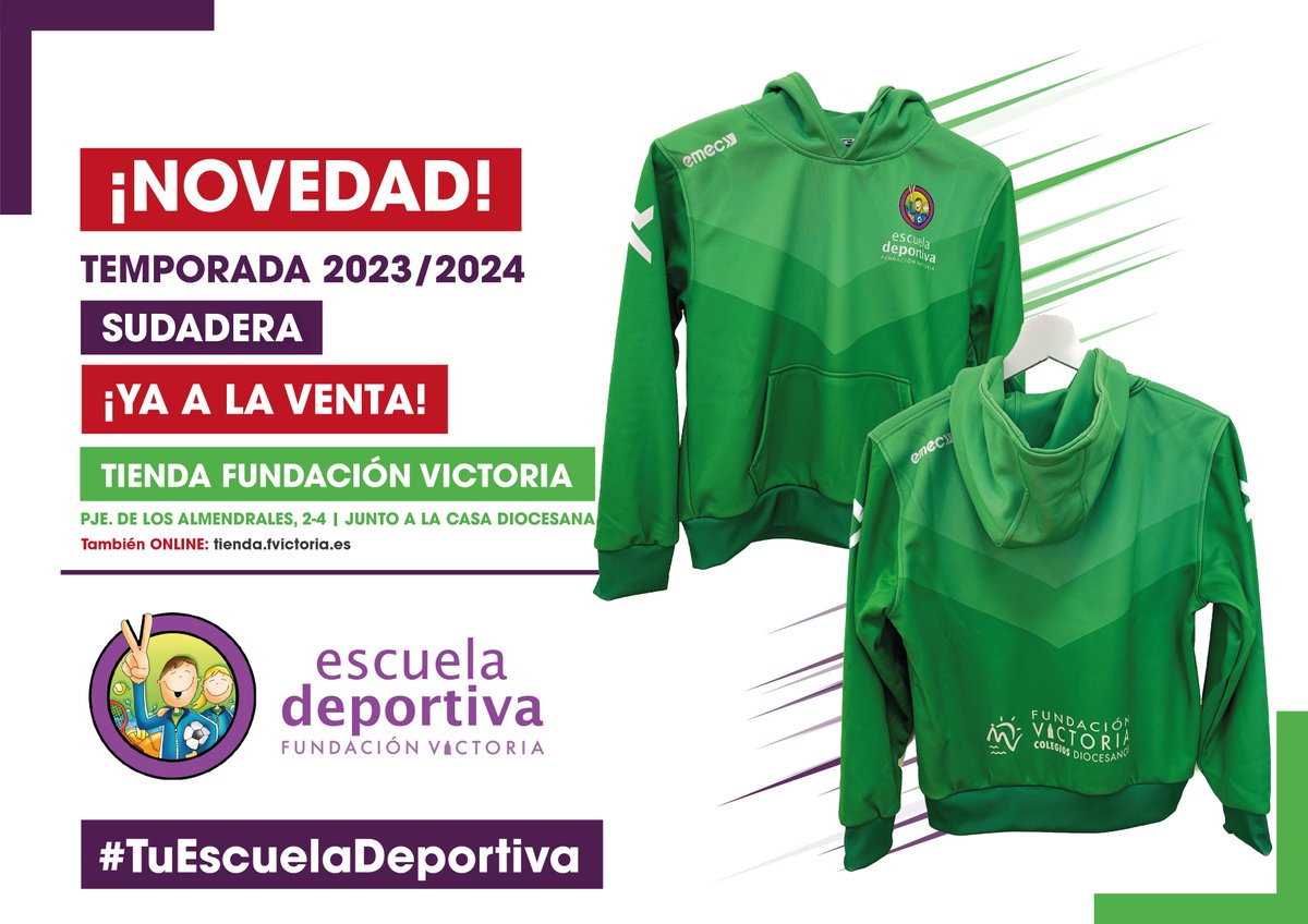 ED_FundacionSMV's tweet photo. 💚 | Descubre las nuevas #sudaderas y el #cubre Deportivo de la #EscuelaDeportiva en nuestra tienda física y online:
🌐 https://t.co/DmXLo7TR9q.
Perfectas para nuestros jugadores y afición
¡Viste los colores de la #EscuelaDeportiva!
✌🏻¡Haz tu pedido ya!
#SomosEscuelaDeportiva https://t.co/iJy51woMnk
