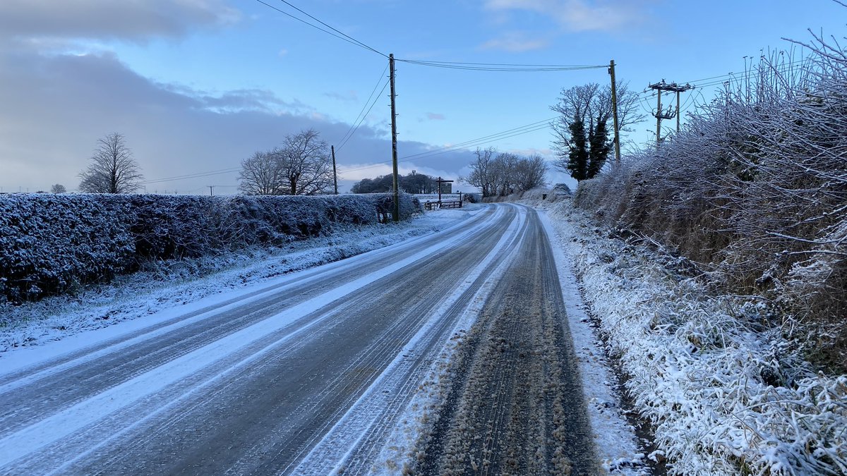 Snow on the coast in north Northumberland. Go easy on those untreated roads!