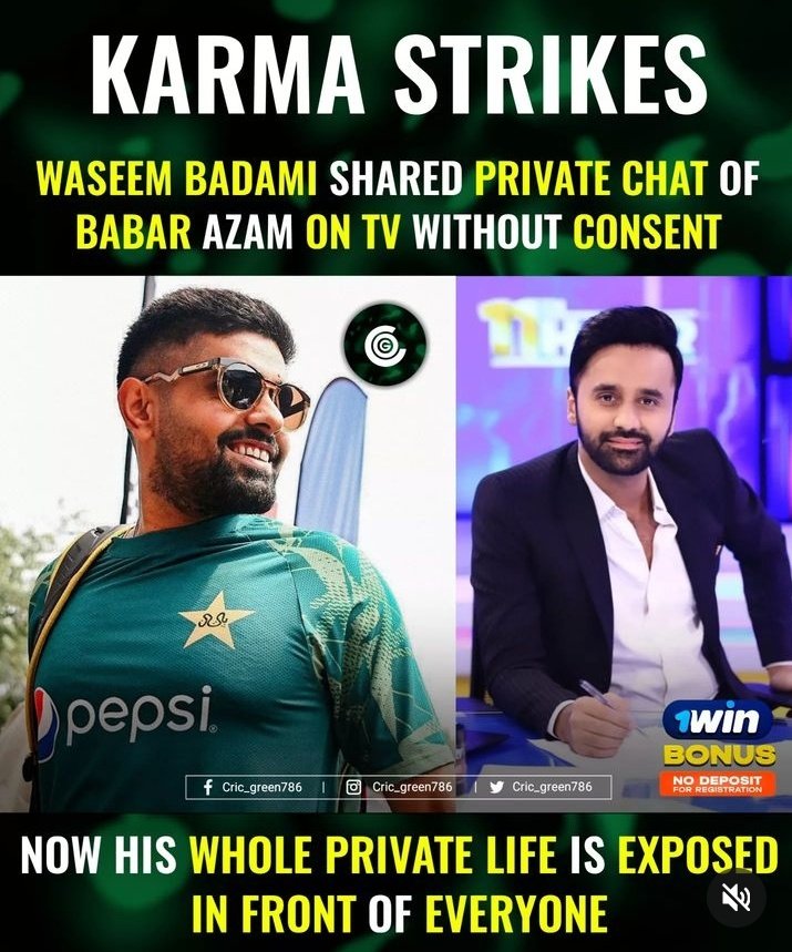 BoomBoomNazi_NI's tweet photo. #WaseemBadami Shared private chat of Babar Azam on TV without consent.
Now his whole private life is exposed in front of everyone...
"وَتُعِزُ مَن تَشَاء وَتُذِلُ مَن تَشَاء" https://t.co/J8pXWbBnwg