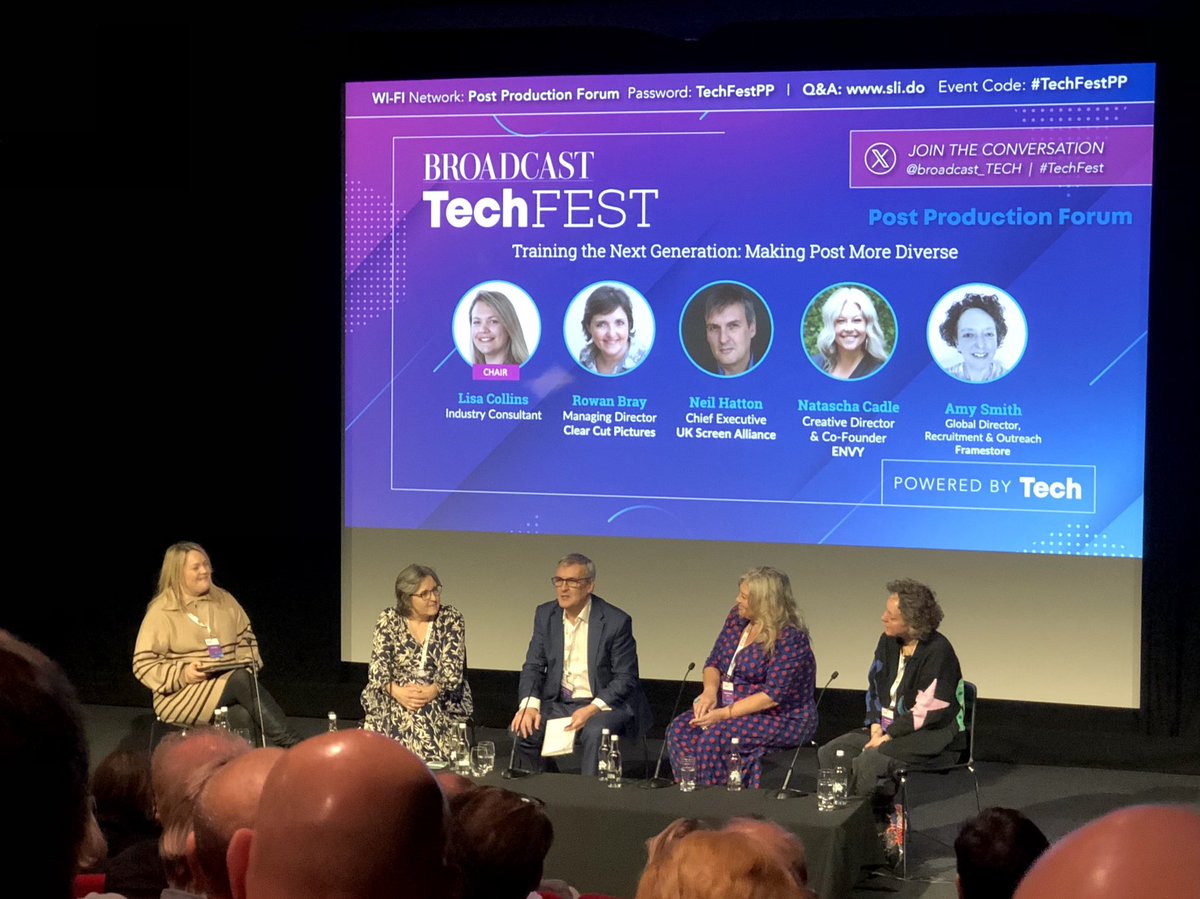 @racooncreate @Evolutions_TV @Lucid_Link @Broadcast_Tech @filmsat59 @digi_box #UKSAatTechFest: UK Screen Alliance was then joined by @ClearCutPics, @envypost and @Framestore to discuss diversity and inclusion in the #postproduction sector, where our strengths lie and areas in which we can improve in.