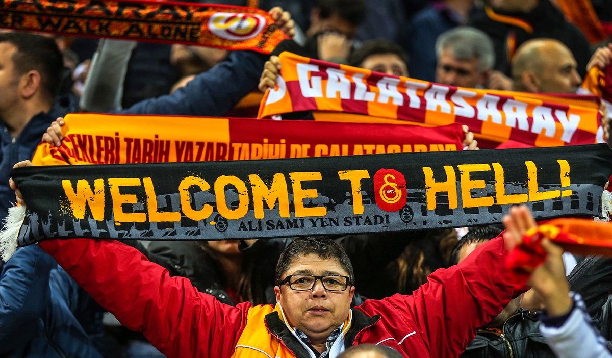 brfootball's tweet photo. 30 years ago, Manchester United's Champions League hopes went up in flames at Galatasaray when they were eliminated on away goals after a 0-0 draw.  

They were greeted at the airport with a now-famous 'Welcome to Hell' sign. 

Eric Cantona was attacked by a Turkish police officer after being sent off and Bryan Robson was left with six stitches after coming to his aid.  

The team bus was hit with bricks and rocks after the game.

Paul Ince: 'The hatred was unbelievable' 

Sir Alex Ferguson: 'I never want to go back there again' 

Manchester United again return to 'hell' in need of a result to keep their UCL hopes alive 🧨