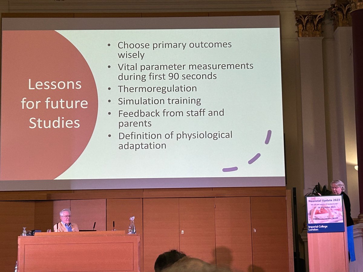 Really informative sessions at the #neonatalupdate conference this morning. Prof Rabe spoke about thermoregulation and the importance of obtaining vital sign information in the first 90 seconds as a good heart rate provides confidence for optimal cord clamping.