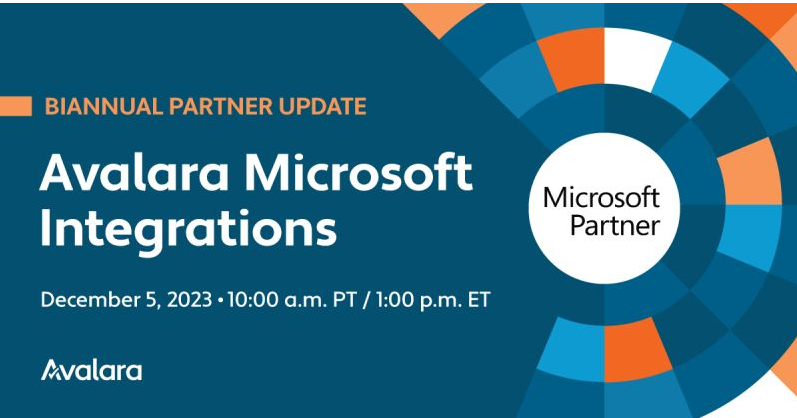 Avalara's Biannual #MSPartner Webinar is here!

 Dive into the latest developments and strategies for success in 2024 and discover all that's new in the #MSDYN365BC world 🌎

Register to attend: avalara.zoom.us/webinar/regist…
