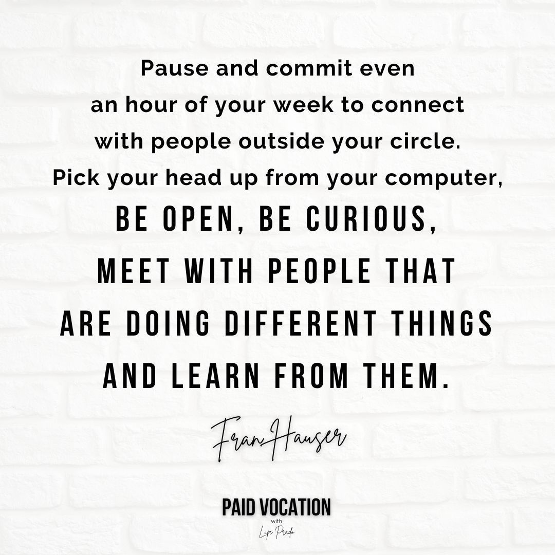 Fran Hauser (@fran_hauser) on Twitter photo I've pivoted several times in my career. And you know what I've learned? Relationships can be more important than skills when it comes to pivoting. ✨
Loved chatting with Lupe Prado on her Paid Vocation podcast about this and so much more. 
buff.ly/3GdiirZ I've pivoted several times in my career. And you know what I've learned? Relationships can be more important than skills when it comes to pivoting. ✨
Loved chatting with Lupe Prado on her Paid Vocation podcast about this and so much more. 
buff.ly/3GdiirZ