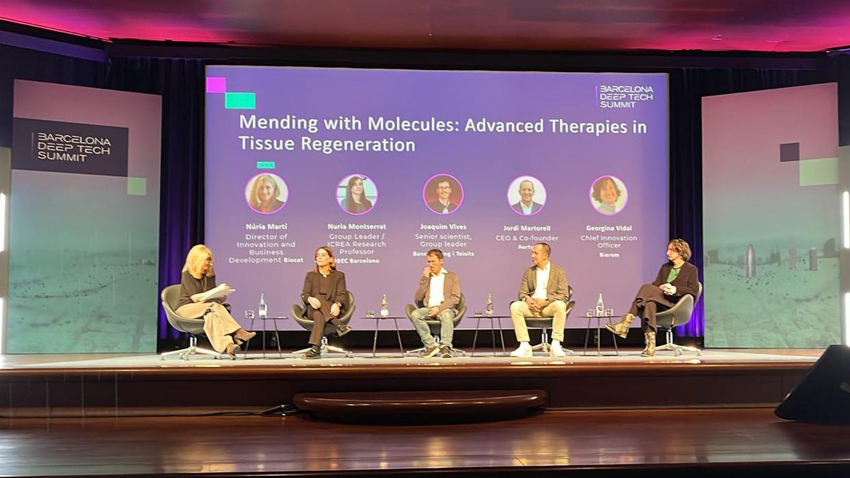 biocat_bioregio's tweet image. Aquest matí al #BarcelonaDeepTechSummit hem abordat el repte de fer avançar la medicina regenerativa.
🗨️Els ponents han remarcat que - tot i que les donacions de cèl·lules i teixits són clau - cal preparació tecnològica, talent i inversió per desenvolupar aplicacions pràctiques.