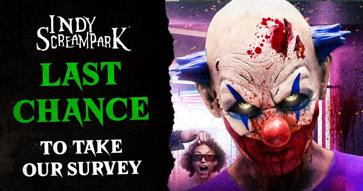 Be entered to win 10 VIP Fast Passes for the 2024 Indy Scream Park season! Fill out the survey online at: bit.ly/3QOKCHm

(The winner will be announced on Facebook TOMORROW 11/30) 🤡

#IndyScreamPark #HauntedHouse #Survery #AndersonIN