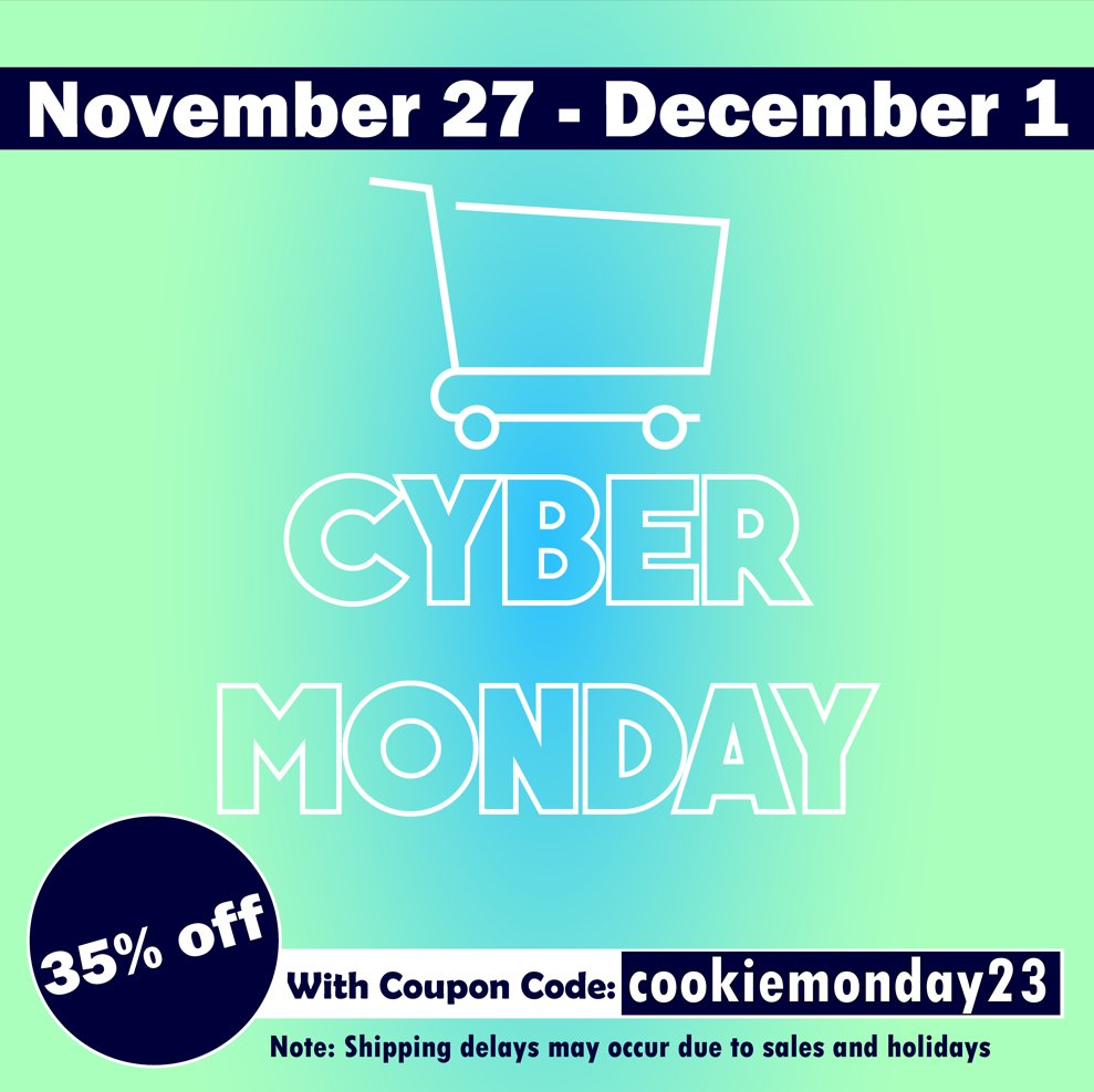 DON'T MISS YOUR CHANCE TO SAVE 25% off purchase using the code cookiemonday23. This sale will end at 11:59pm on Dec 1st. Silicone molds and shirts will not be eligible for this discount. #coupon #blackfriday #jbcookiecuttersale #jbcookiecutters #discount #sale #sales #cybermonday