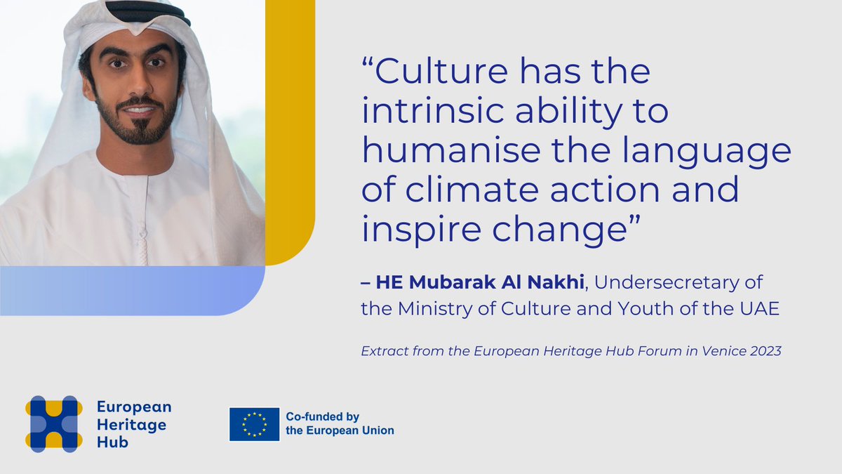 🔜 Tomorrow #COP28 kicks off in Dubai 🇦🇪 At our Hub Forum held in Venice last Sept, we received a forceful message from the UAE Ministry of Culture & Youth on the value of #culture to #ClimateAction 👇

One result of this forum is our #CultureAtCOP28 call: europeanheritagehub.eu/global-heritag…