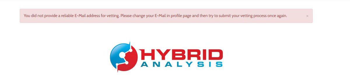 I'm trying to submit a vetting request to @HybridAnalysis as independent researcher and the vetting form keeps rejecting my personal and legitim email address. Guys, can you help?