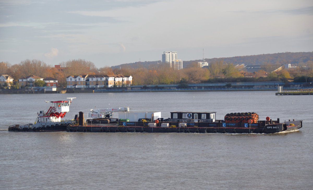Andrew Christy (@ajbc_1) on Twitter photo Pusher Tug FELIX of <a href="/Thamescraft/">Thamescraft Drydock</a> with <a href="/gps_marine/">GPS Marine</a> barge GPS5411 kitted out for GPS MACS heading to Minerva House in #London for the temporary berth installation project.
#dlr_blog Pusher Tug FELIX of <a href="/Thamescraft/">Thamescraft Drydock</a> with <a href="/gps_marine/">GPS Marine</a> barge GPS5411 kitted out for GPS MACS heading to Minerva House in #London for the temporary berth installation project.
#dlr_blog