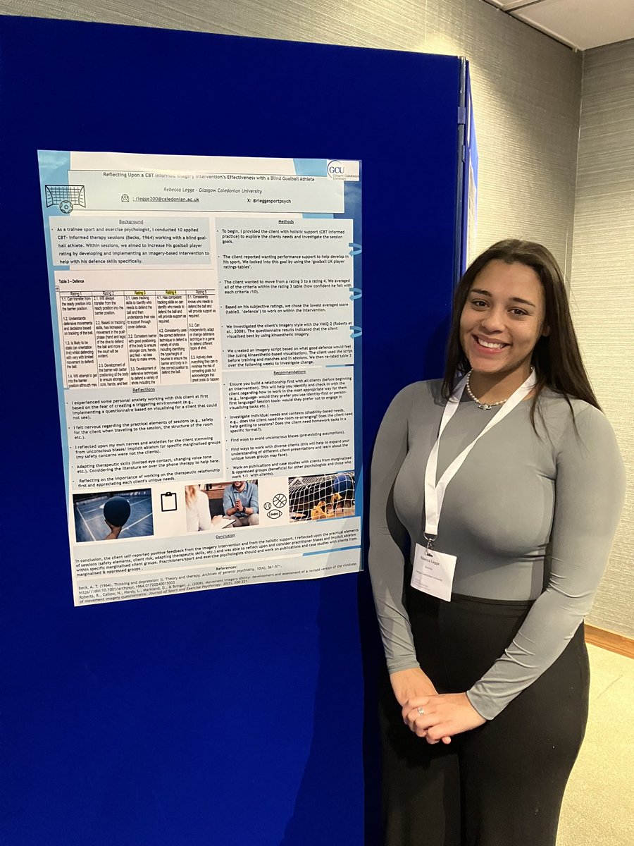 GCUSportExPsych's tweet photo. Great to see our Stage 3 trainee @rleggesportpsyc presenting two posters today exploring some of her applied experiences and research activities at the @BPS_DSEP annual conference. https://t.co/64B4b0NTsG