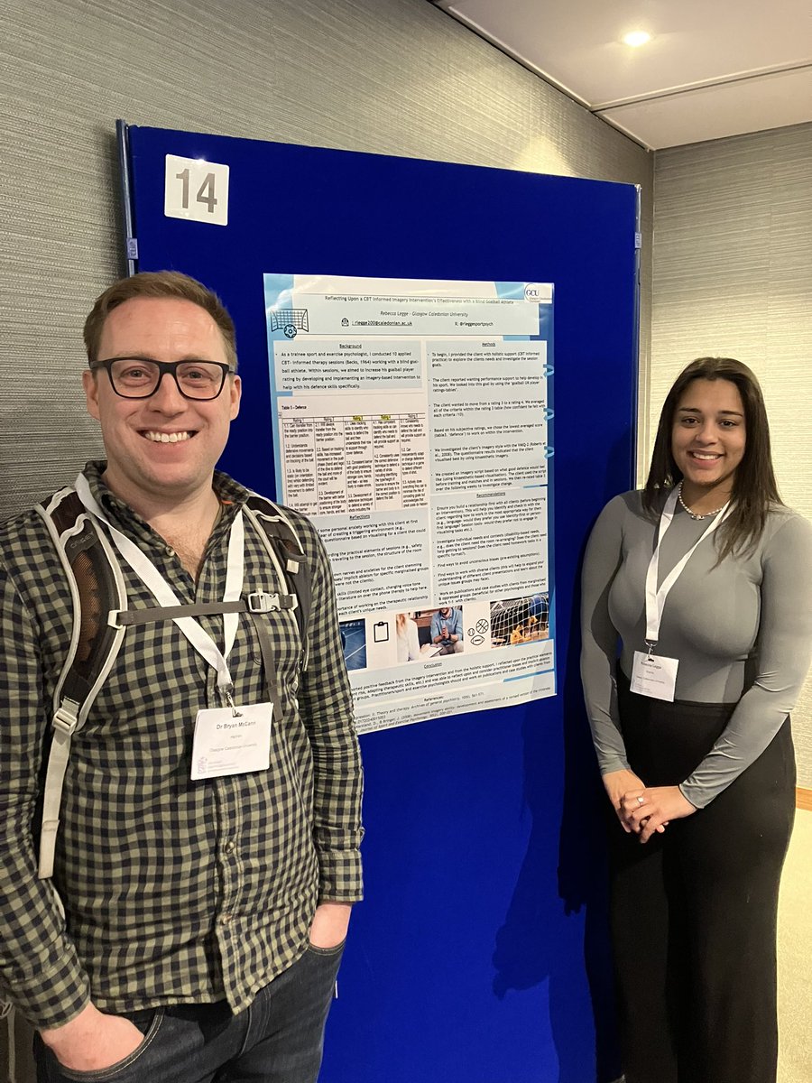 GCUSportExPsych's tweet photo. Great to see our Stage 3 trainee @rleggesportpsyc presenting two posters today exploring some of her applied experiences and research activities at the @BPS_DSEP annual conference. https://t.co/64B4b0NTsG