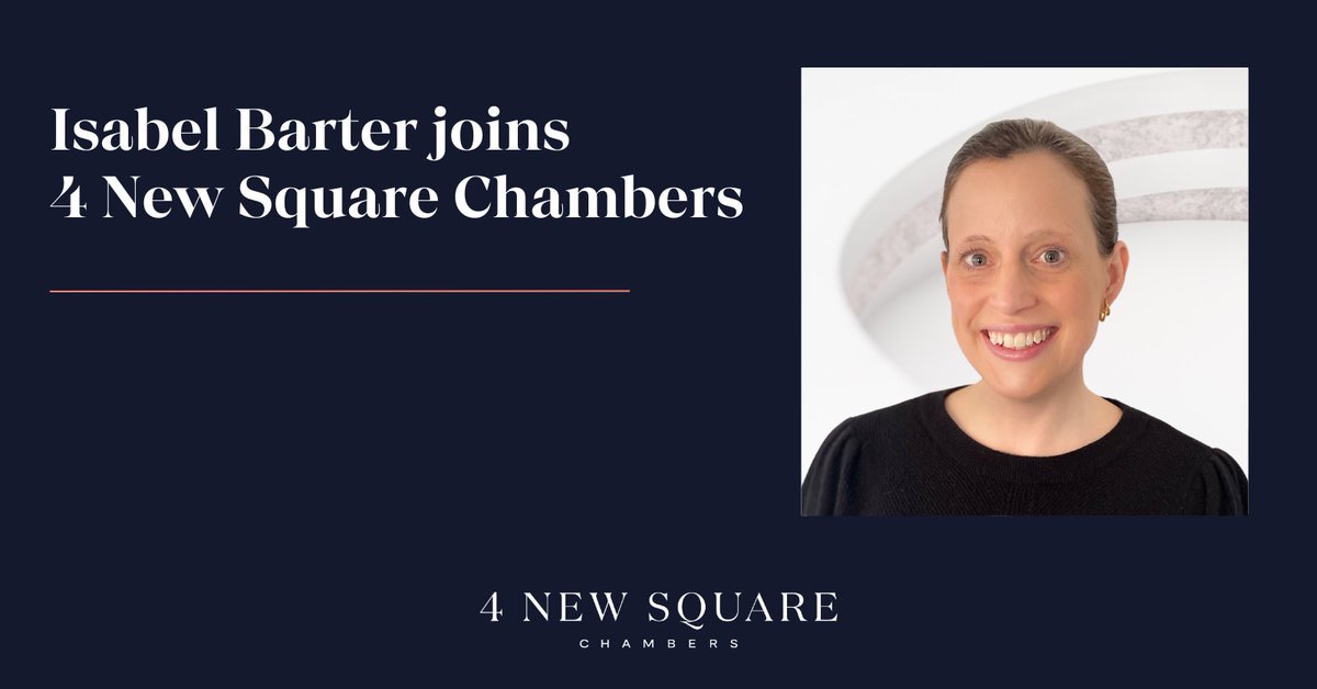 We are delighted to announce that “rising star” Isabel Barter has joined 4 New Square Chambers as a full tenant! bit.ly/47AtY4b
