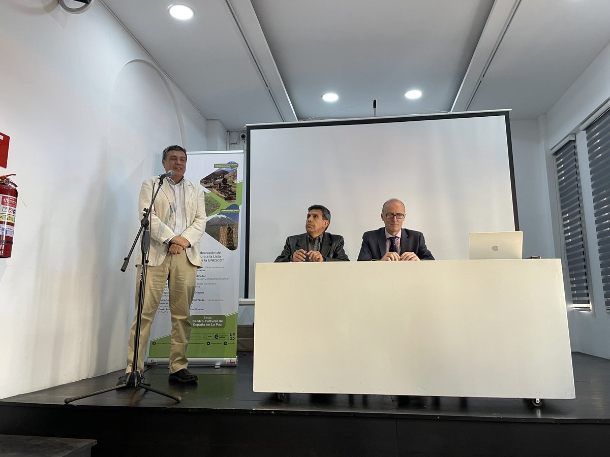 CCELAPAZ's tweet photo. 🏛️¡Queda inaugurado el 1er Simposio de Patrimonio ICOMOS Bolivia!
En la inauguración hemos contado con el Embajador de España, Javier Jassó, ICOMOS Bolivia y el Director General de Patrimonio, Gonzalo Vargas
Organiza #ICOMOSBolivia con el apoyo del #CCELP + @AECIDBOLIVIA https://t.co/qi3QJPFpXe