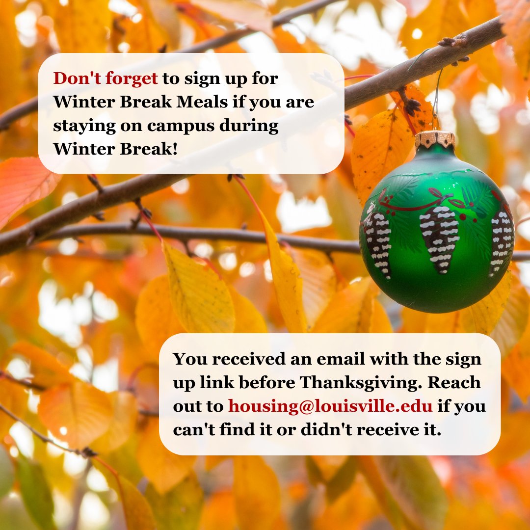 Hi Cards, it's the most wonderful time of the year: winter break.❄️ 

If you're staying on campus this winter break, make sure to sign up for winter break meals before it's too late! The form closes on December 5th at 3pm.