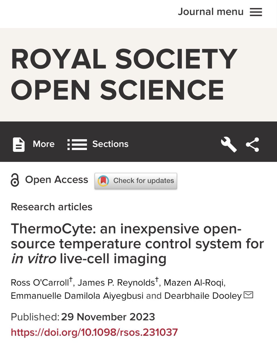 Ross_O_Carroll's tweet image. Delighted to share that our paper describing the construction of an inexpensive temperature controller for live cell imaging has been published in the Royal Society Open Science! Many thanks to all at @D_Dooley1 lab! @RSocPublishing @UCDMedicine 
#RSOS 

dx.doi.org/10.1098/rsos.2…