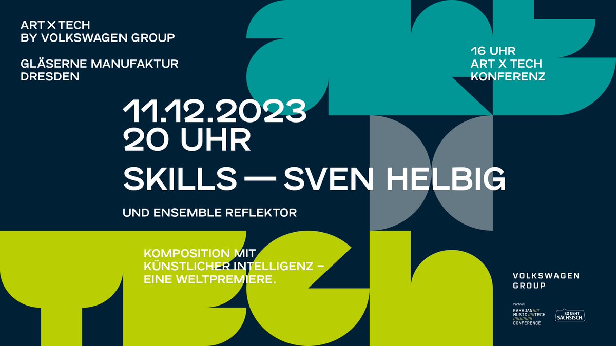 Jonas Wetzel (@jojojonas87) on Twitter photo Am 11. Dezember findet die Art x Tech in der #GläserneManufaktur #Dresden statt. Thema: Die Wechselbeziehungen zwischen Kunst, Kreativität & Künstlicher Intelligenz. Abgerundet durch das Konzertprogramm & Welturaufführung von <a href="/SvenHelbig/">Sven Helbig</a>. Infos & Tickets: glaesernemanufaktur.de/de/news-ergebn… Am 11. Dezember findet die Art x Tech in der #GläserneManufaktur #Dresden statt. Thema: Die Wechselbeziehungen zwischen Kunst, Kreativität & Künstlicher Intelligenz. Abgerundet durch das Konzertprogramm & Welturaufführung von <a href="/SvenHelbig/">Sven Helbig</a>. Infos & Tickets: glaesernemanufaktur.de/de/news-ergebn…
