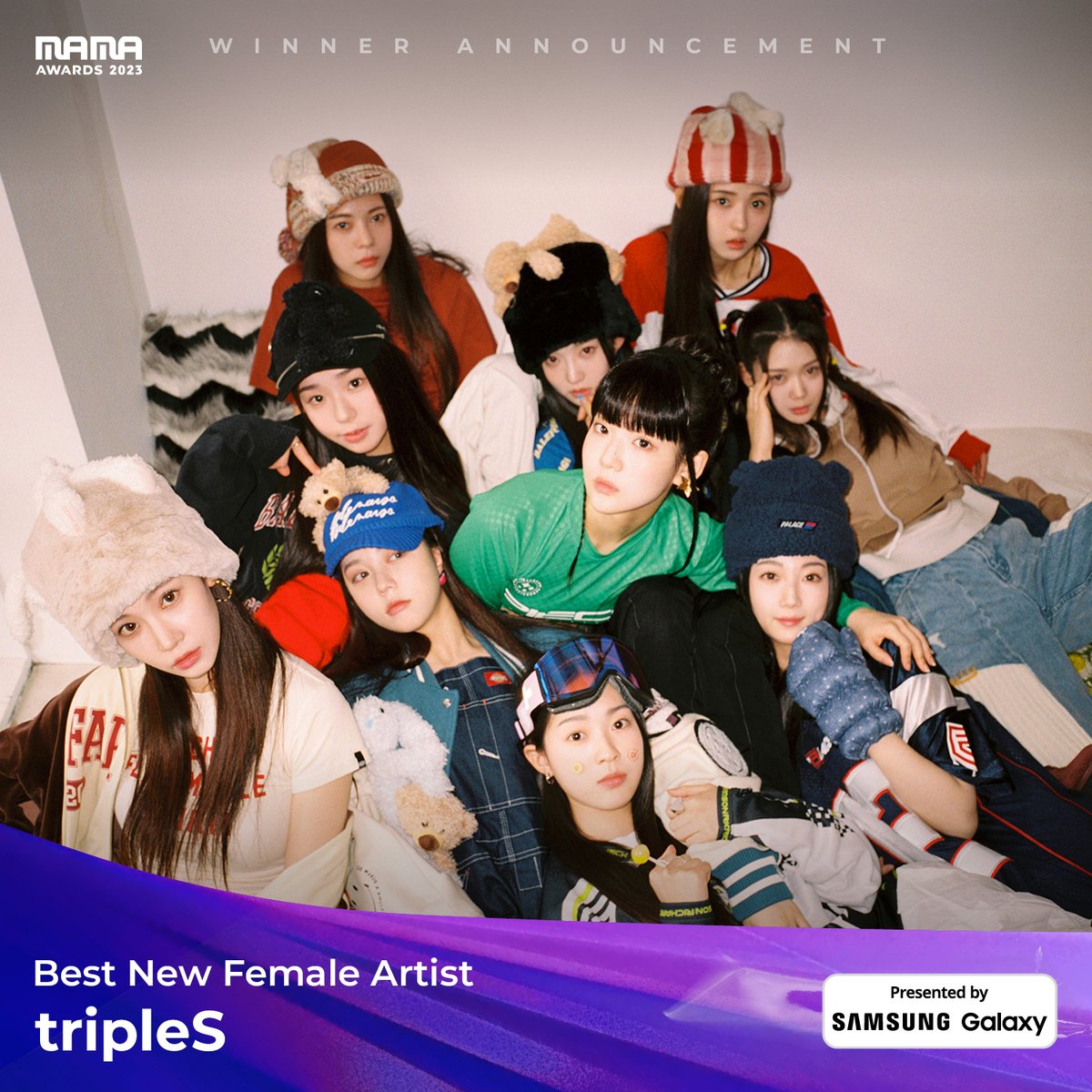 MnetMAMA's tweet photo. [#2023MAMA] Best New Female Artist #triples #트리플에스 @triplescosmos

We proudly announce the great winner of the 2023 MAMA AWARDS!🏆
 
ONE I BORN
2023 MAMA AWARDS

#MAMAAWARDS 
#2023MAMAAWARDS https://t.co/QNcxaEd1zf